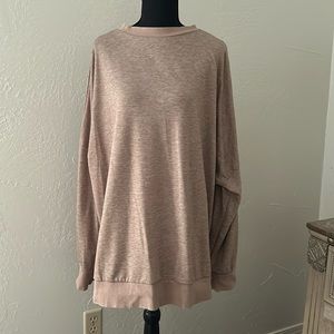 Khaki crewneck long sleeve shirt